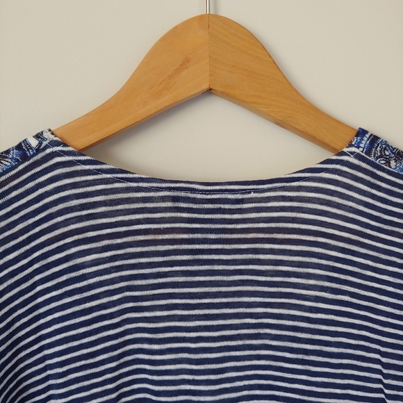 Olsen Europe Linen Short Sleeve Top Paisley Print Size Medium / 10 - Picture 8 of 12